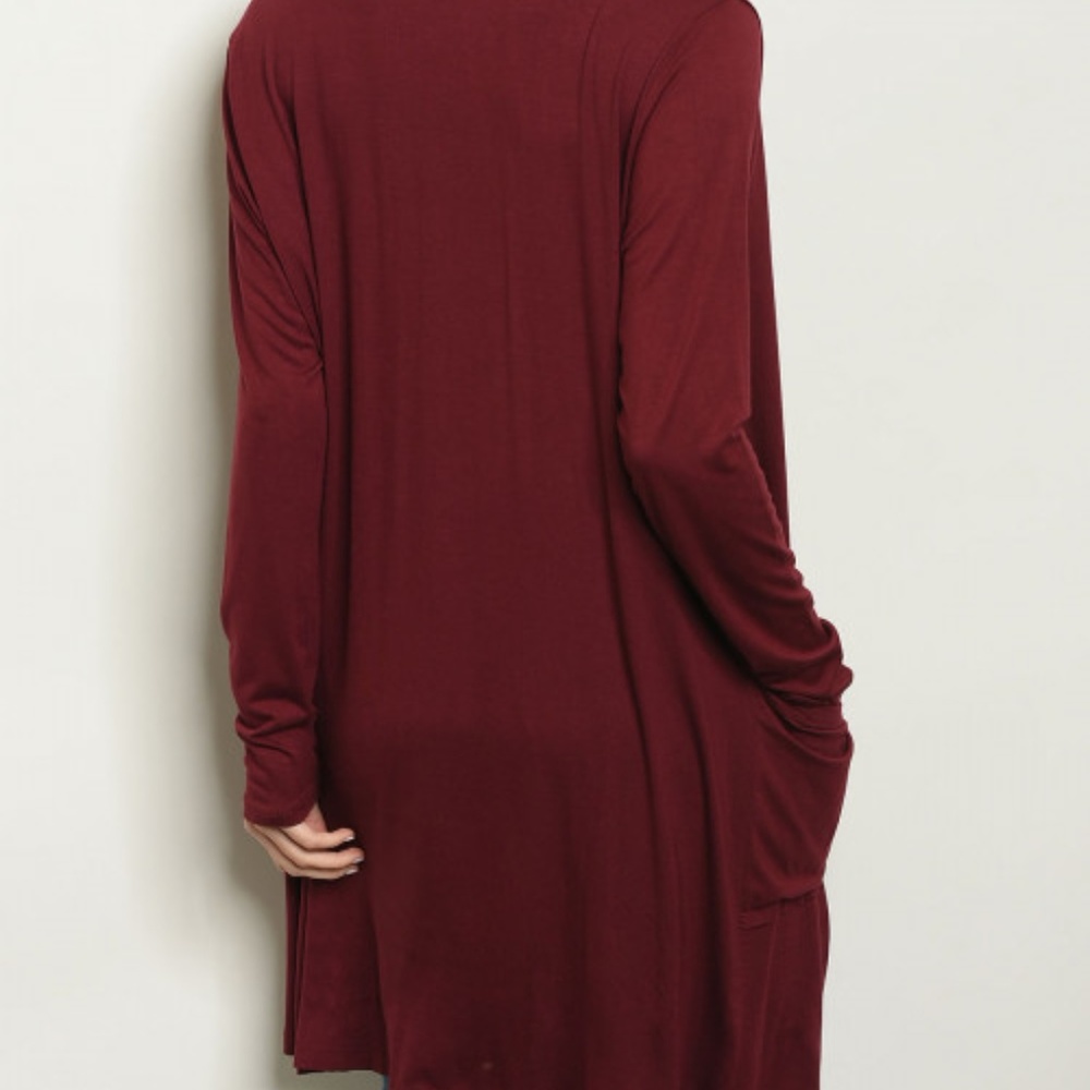 Classic Burgundy Red Button Cardigan - Picture 3 of 4